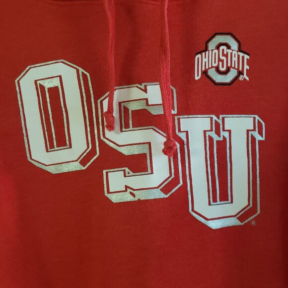 OSU Buckeyes Ohio State University Women's Frayed Hem Hoodie Size S New with Tag - Picture 2 of 9